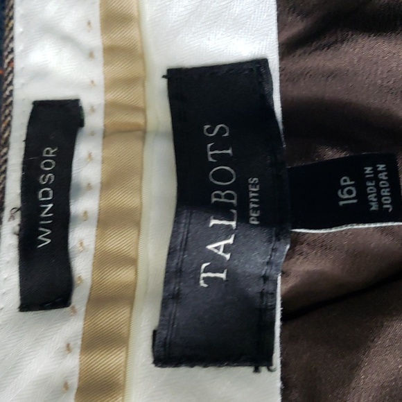 Talbots petites LUXE DONEGAL WINDSOR PANTS size 16P in mill brown/ivory multi - Picture 11 of 16